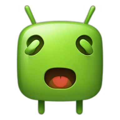 Android's bugdroid logo with a shocked face sticker