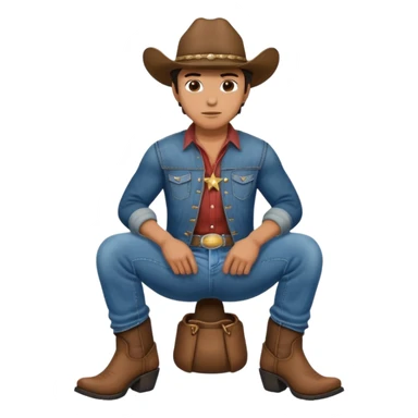 cowboy squatting with butt out sticker