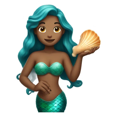 mermaid holding seashell sticker