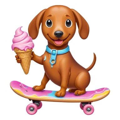 weiner dog skateboarding with icecream sticker