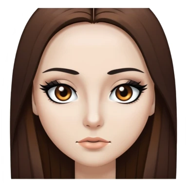 pretty long hair straight brown hair white skin baddie with black eyeliner and brown eyes sticker