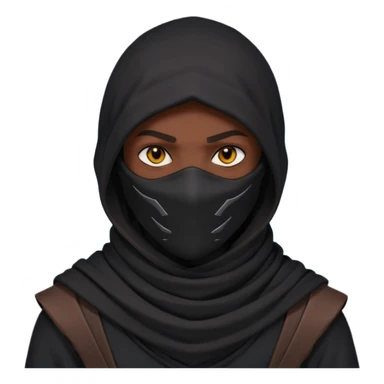 desert assassin portrait, head and shoulders only, dark hood, face scarf, mysterious glowing eyes, stealth vibe, 3D cartoon, mobile game icon style, clean background, no text, no watermark
 sticker