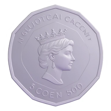 Australian 50 cent coin, silver, dodecagonal, 3D render style sticker