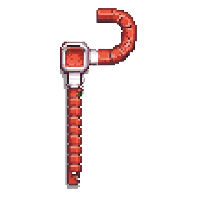 crowbar in Minecraft style, blocky, pixelated, red sticker