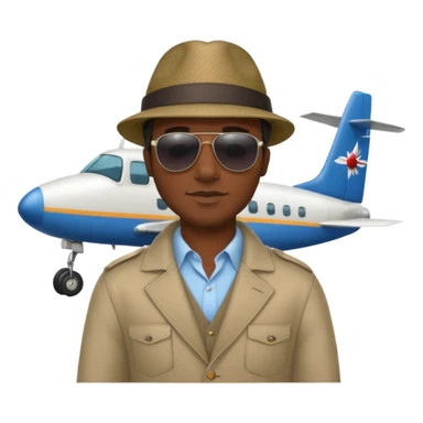 Visage homme créole réunionnais avec chapeau arrive avion sticker