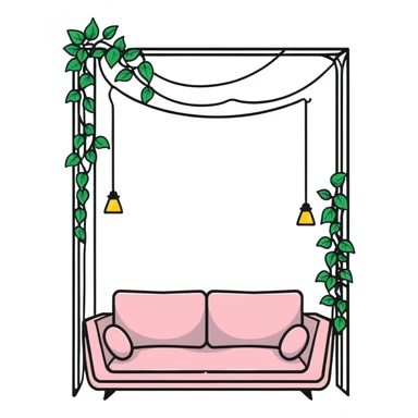 aesthetic room with climbing vines and string fairy lights creating a magical glow sticker