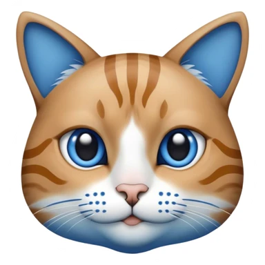 Blue avatar with white stripes & dots on face, with a cat like nose sticker