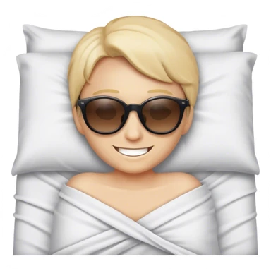 smile face with sunglasses in the bedsheets sticker