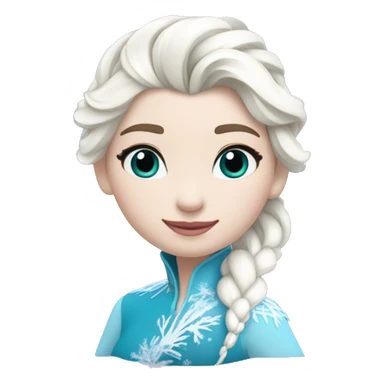 un pato con cuerpo azul, cabeza blanca y trenza con cabello blanco como Elsa de frozen sticker