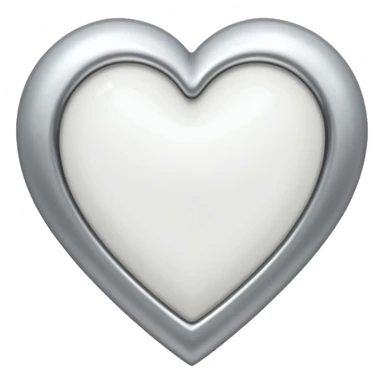 white heart with a metallic silver border sticker