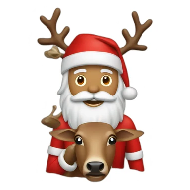 Santa with reindeer on the beach sticker