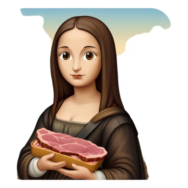  mona lisa with SPAM MEAT renaissance landscape sticker