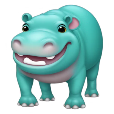 Smiling hippo with Googly eyes color turquoise sticker