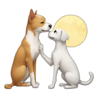 cat and dog kissing in the moonlight sticker