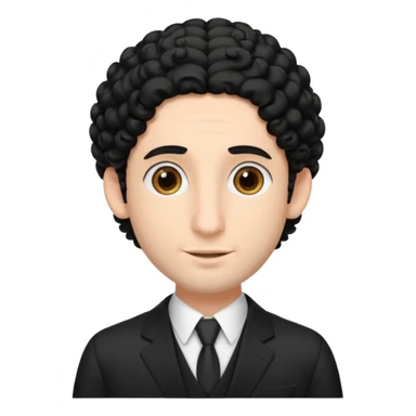 jewish man with a black kippah, black hair, large nose, wearing a black suit with a white shirt, and has curls/peyot hairstyle sticker