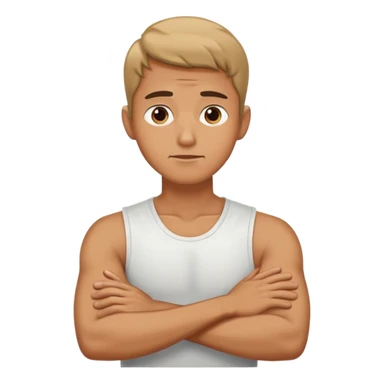 A guy arms crossed holding neck, while eyes are rolled sticker