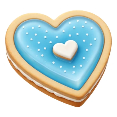 Realistic shortbread cookie in the shape of a heart with light blue jelly middle filling and sprinkled powder sugar on top. sticker