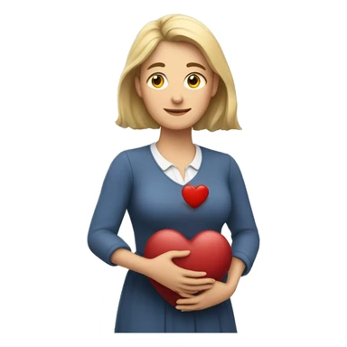 A European woman teacher holds her heart in her hands sticker