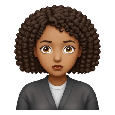 black woman puzzled short curly hair sad shrug emoji sticker