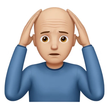 bald guy with hands on head in distress  sticker