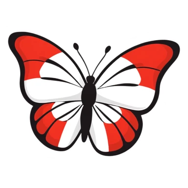 Black, red, white butterfly sticker