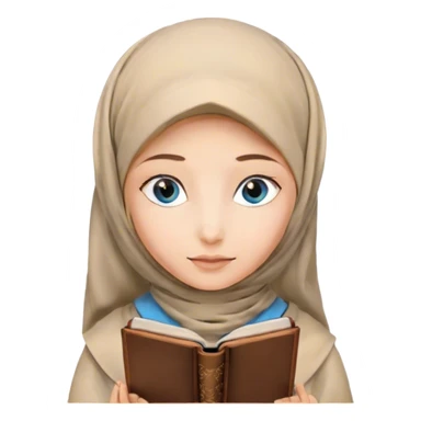 Turkish blonde lilies design Hijabi girl with blue eyes and beautiful finish reading quran sticker