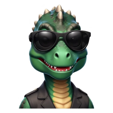 face of a dinosaur with total black sunglasses on sticker