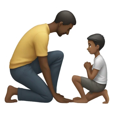 A guy kneeling in front of his mother sticker