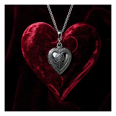 gothic heart with a silver gothic locket, professional photography style sticker