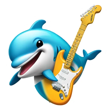 Dolphin with sun shades playing a fender Stratocaster sticker