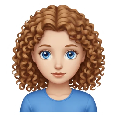White girl, light brown kinda curly hair up to chest and blue eyes sticker
