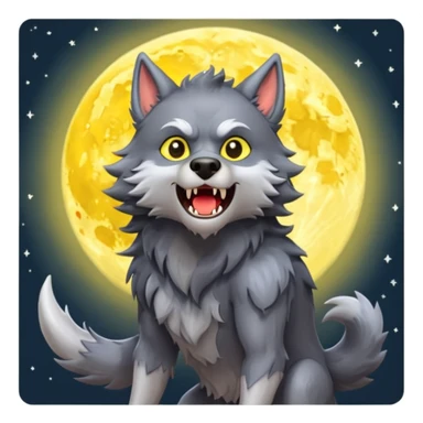 Werewolf howling at moon  cartoon -style/cute and transparent for a sticker  sticker