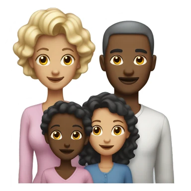 a family with a white mother, a black father and two light black daughters sticker