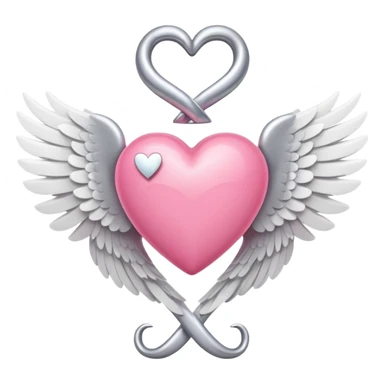 pink heart with white wings and an infinity symbol above it, Apple emoji style sticker
