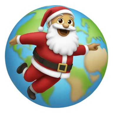 Santa flying around the globe  sticker