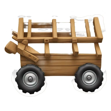 an all terrain vehicle with thread wheels but its a wooden wagon sticker