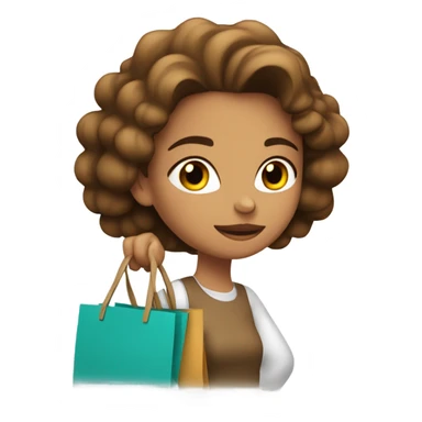 chica blanca, pelo largo castaño, de compras sticker