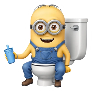 A minion coming out of the toilet  sticker