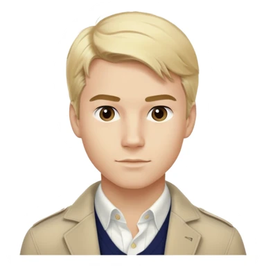 Guy in round glasses : cute appearance : blond hair : dressed with Ralph Lauren style : small bristles sticker