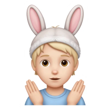 kid with bunny ears sticker