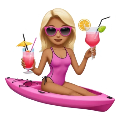 Female in pink kayak with cocktail in hand at the beach sticker