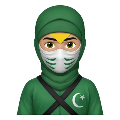 Ninja arab green and white with mask pakistani flag sticker