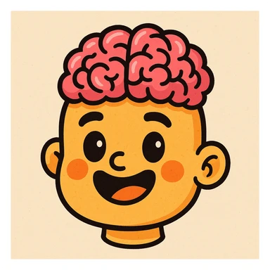 a cartoon head with a brain on top, playful style sticker