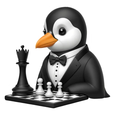 Pinguin playing chess sticker