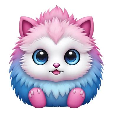 Cute cool edgy kawaii pink-white-blue-gradient fakemon-creature sticker