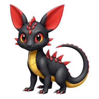 Cute Exotic Colorful Guilmon-Salandit-Umbreon-Fakémon-hybrid-creature (full body)  sticker