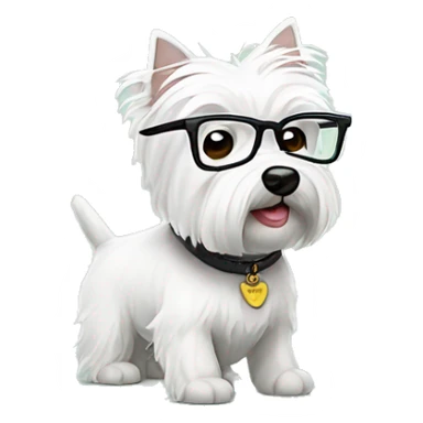 west highland white terrier with glasses sticker