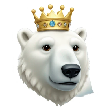polar bear head wearing a crown sticker
