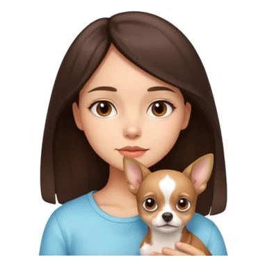 dreamy brunette girl with a chihuahua dog sticker