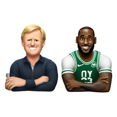 LeBron James sitting at a bar with Larry bird sticker